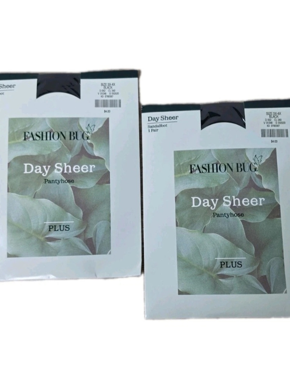 Fashion Bug Sheer Pantyhose - Black with Green Accent Packaging